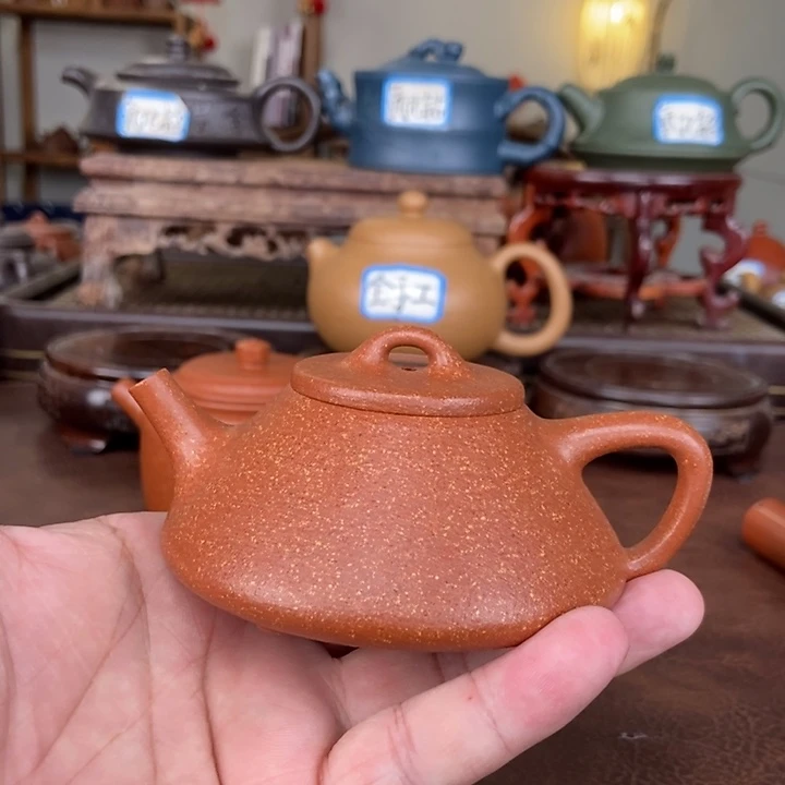 金***辉茶壶紫砂红降坡全手工子冶石瓢