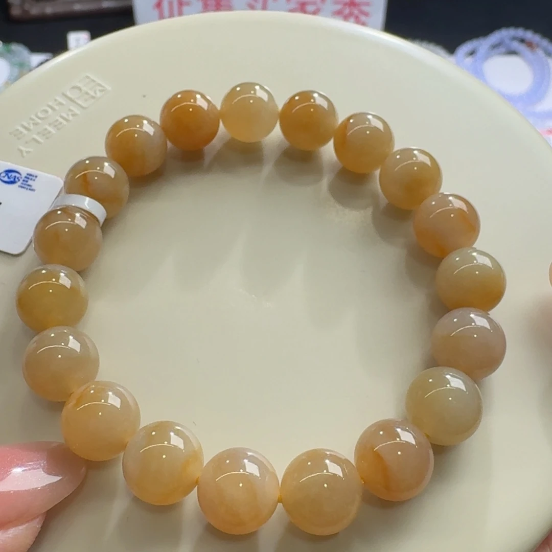 未镶嵌手链翡翠冰润黄翡飘金丝带卡9.8