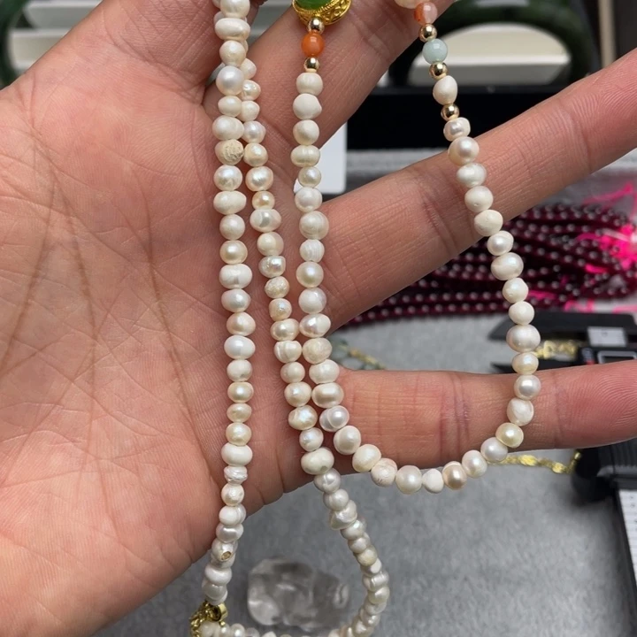 淡水珍珠颈饰合金巴洛克原生态珍珠毛衣链