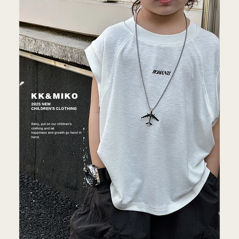 KK&MIKO「三伏T」男童冰感百搭休闲无袖宽松背心T恤KK95
