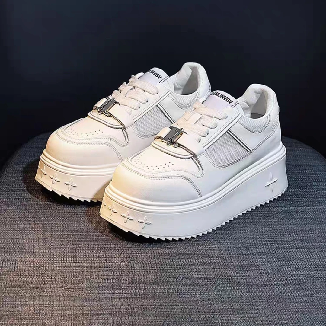 乖乖潮鞋 2025厚底网面断码青休闲厚底全皮板鞋99171