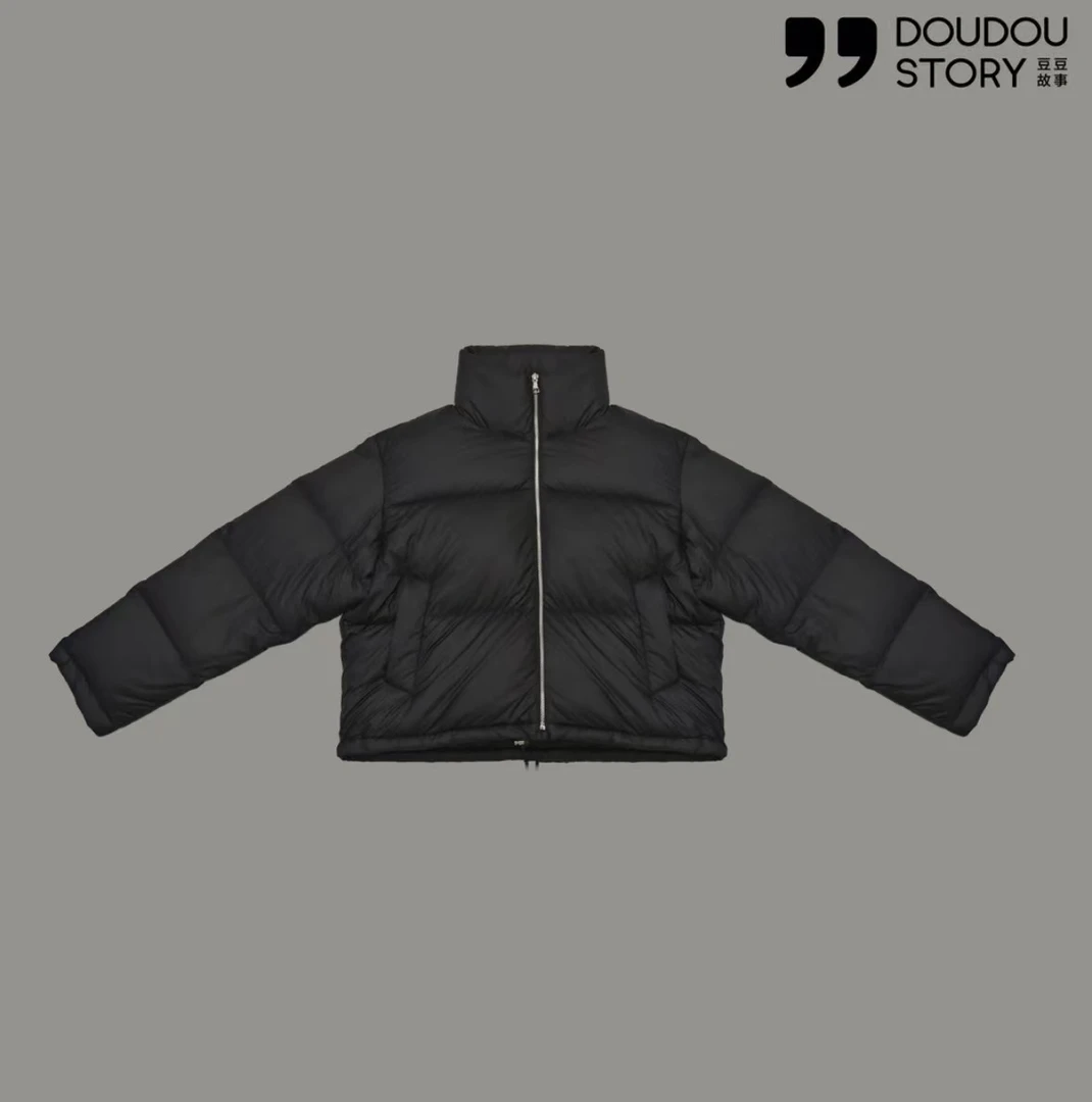 HALUNGLE/海伦格丽22207时尚休闲抽绳立领羽绒服外套