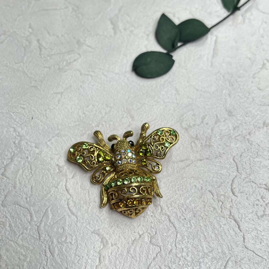 铜合金合成锆石胸针 【六六中古】孤品复古胸针ad4714