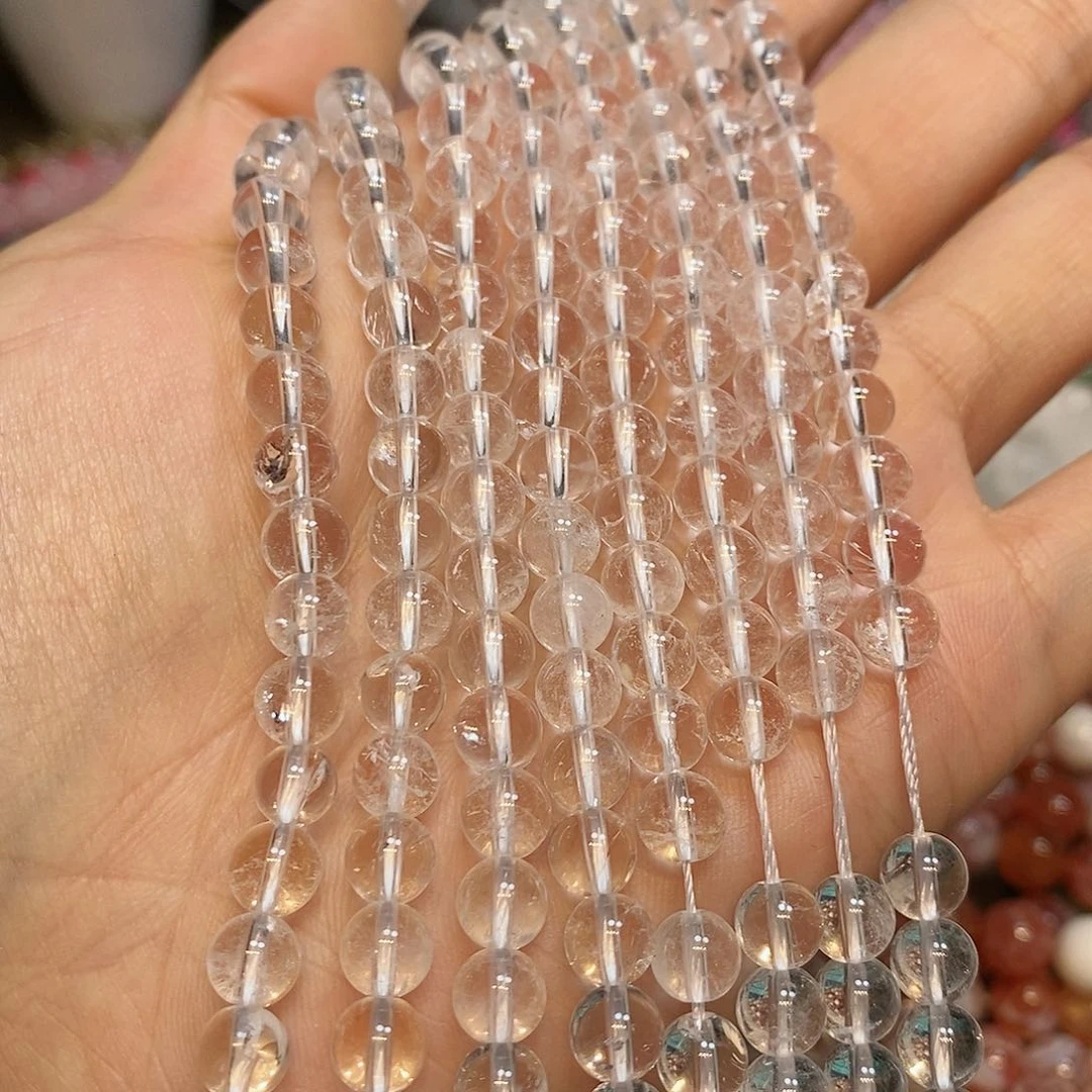 玛瑙/玉髓散珠天然白水晶6mm一条