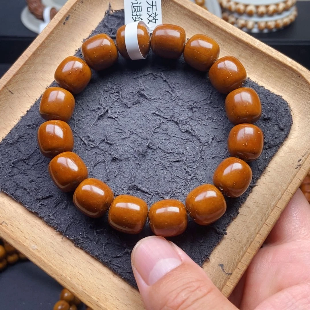 紫金鼠手串13.7mm精品近实心桶珠