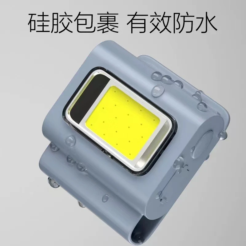 跨境新款跑步灯带磁吸TYPE-C充电头灯便携衣夹跑步COB硅胶工作灯