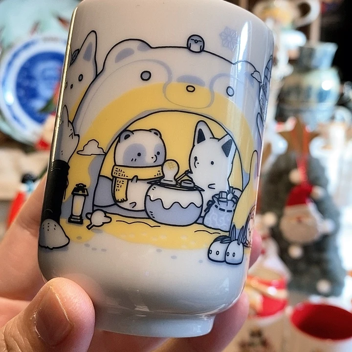 搪瓷小熊小狐狸手握杯