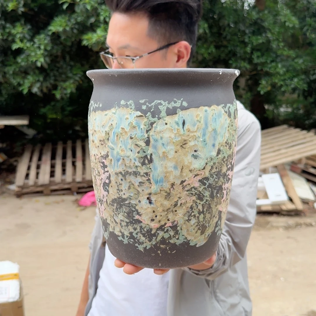 紫砂花盆口20高25（一个姹寂老庄武