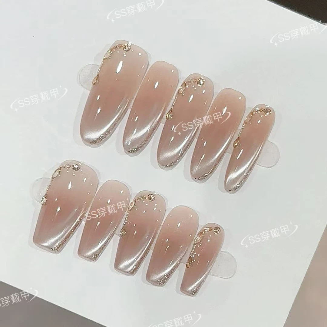 【蜜糖】纯手工穿戴甲气质款光疗美甲可拆卸10片
