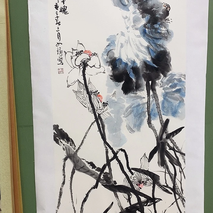 竖款精品国画作品轴