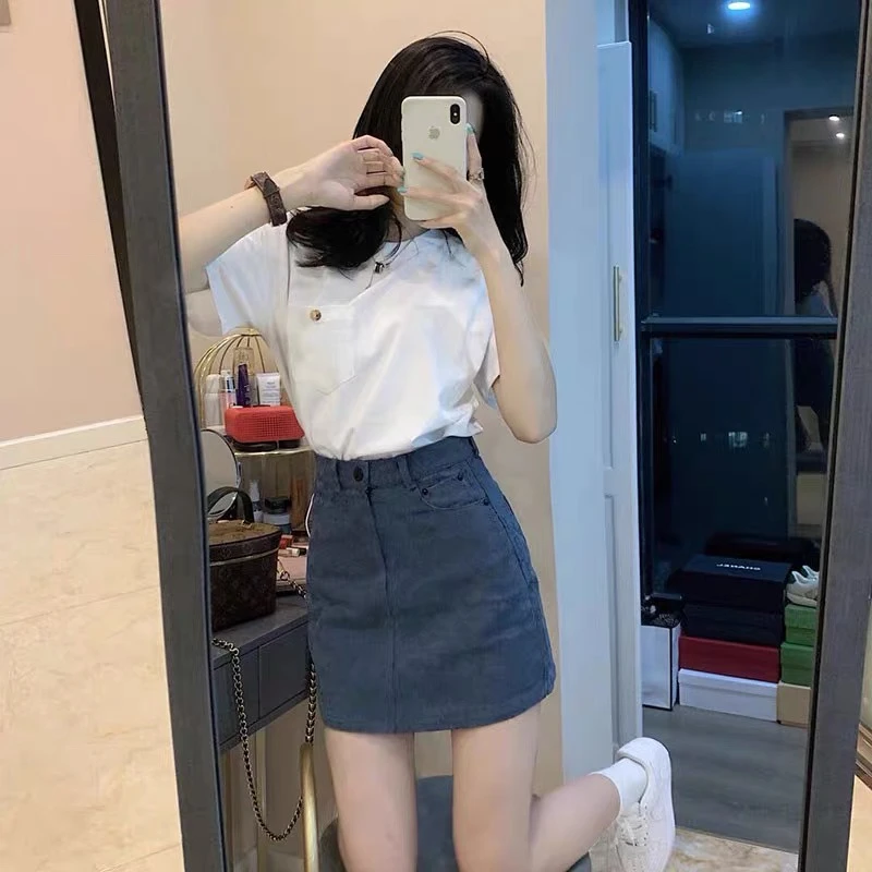 2025夏新款炸街网红时尚减龄高级感牛仔套装裙女小个子两件套装女