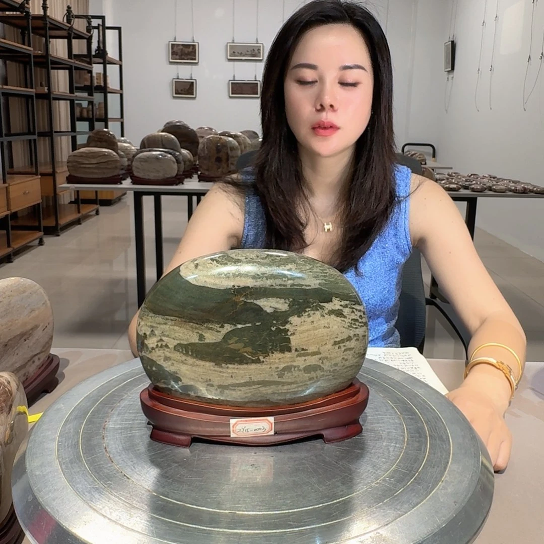 长江画面石精品摆件