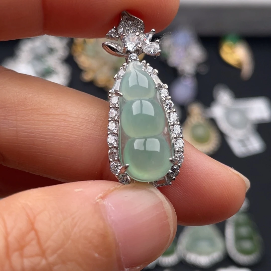 翡翠银S925镶嵌吊坠(不含链)