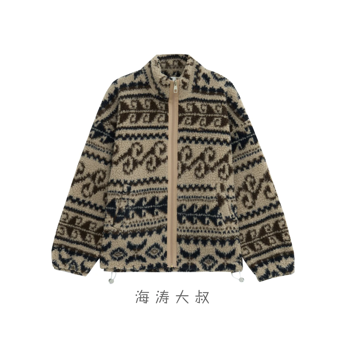 【暖心费尔岛】复古加厚立领双面摇粒绒Y羔毛外套0532FC983