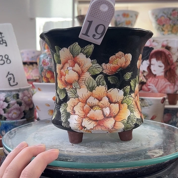 景德镇手绘花盆满38包邮偏远地区除外