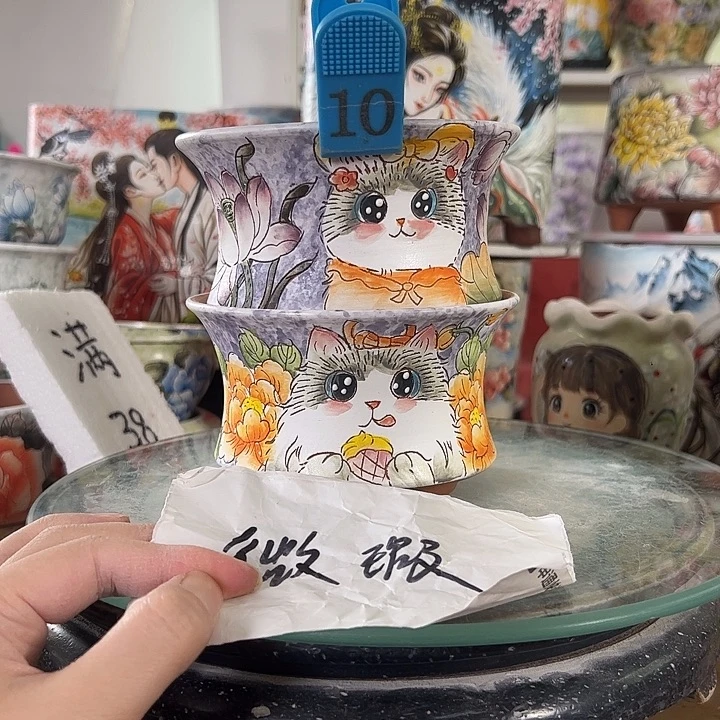 满38包邮 景德镇幸运花盆