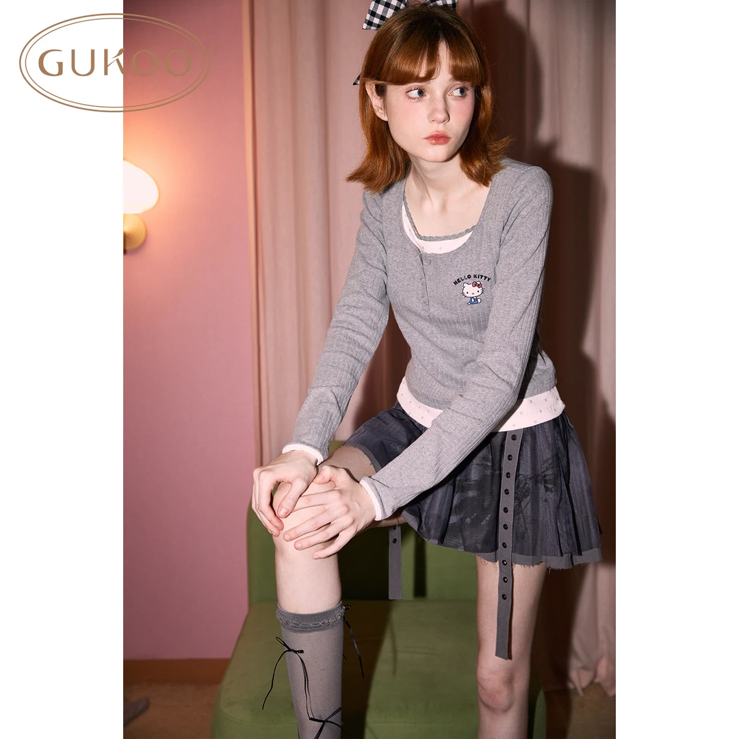 【皓然专属】Gukoo果壳HelloKitty系列保暖打底衫显瘦长袖百搭春秋