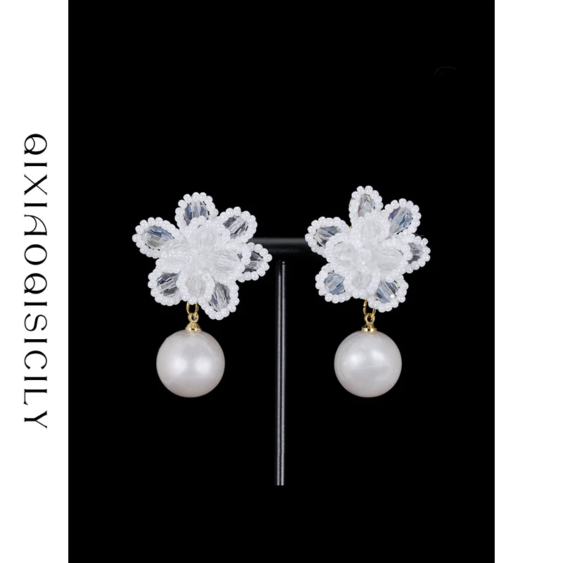 非金属仿珍珠耳饰 七小七Sicily【花朵珍珠】轻奢仿珍珠高级感耳饰