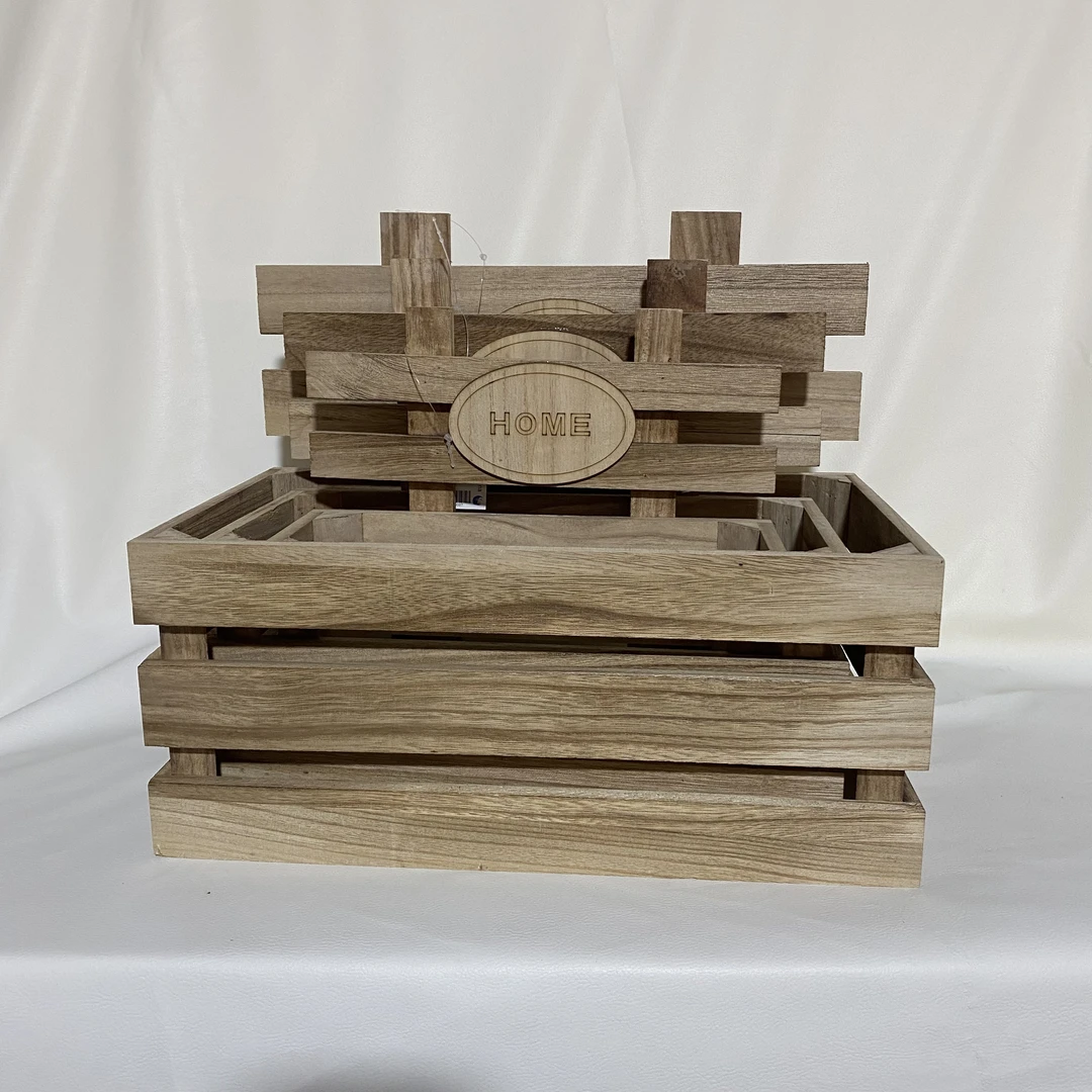 363一套三个！实木花箱收纳箱