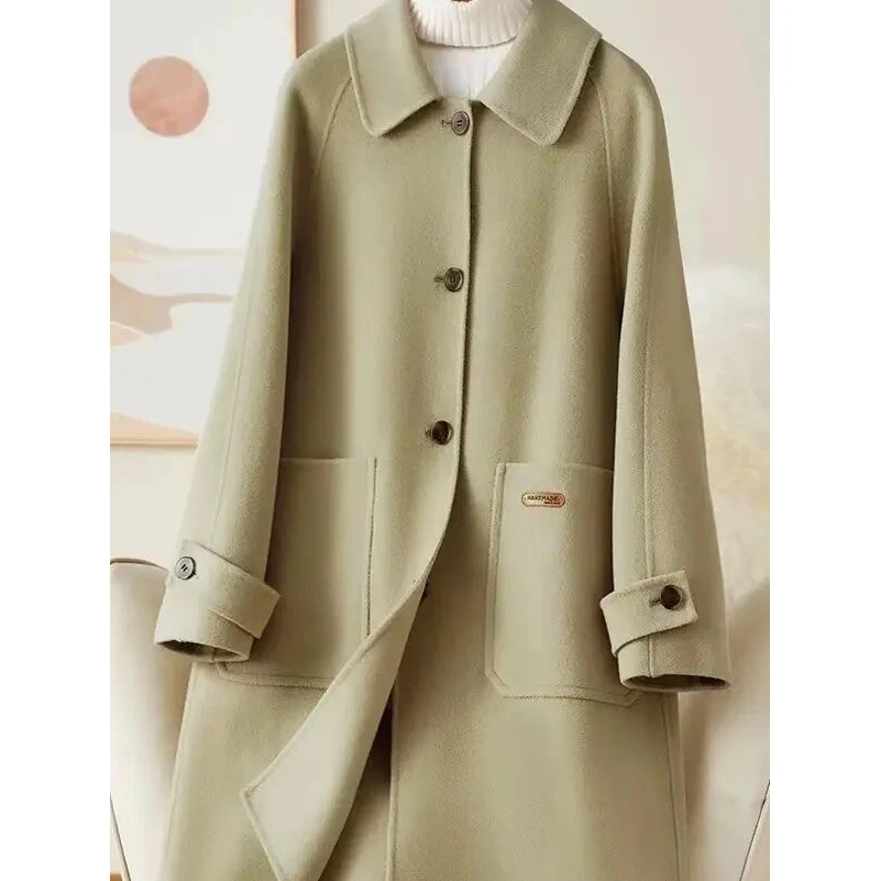 391-400女士百搭显瘦双面羊毛大衣毛呢外套