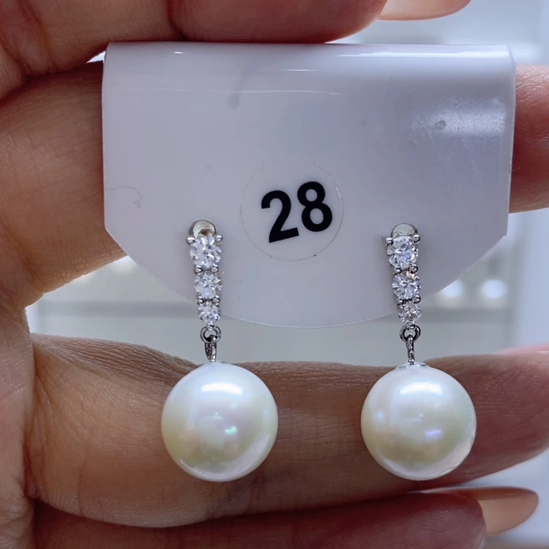淡水珍珠耳饰银S925镶嵌