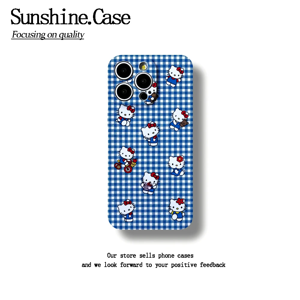 【番茄case专属】蓝格子KT软壳适用苹果oppo华为vivo手机壳防摔