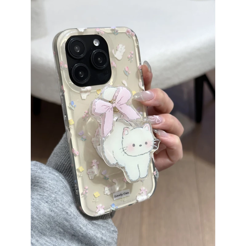 YOLO LAB韩风可爱兔子支架适用于16pro手机壳苹果15全包新款1