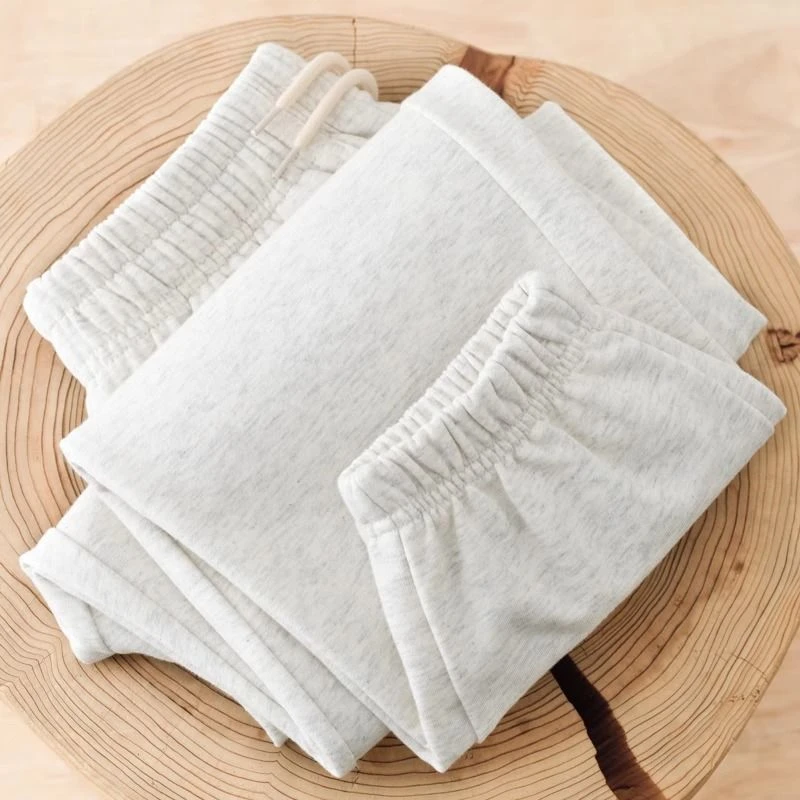 cleanfit衣服纯色重磅花灰束脚卫裤男春秋季宽松舒适运动休闲长裤