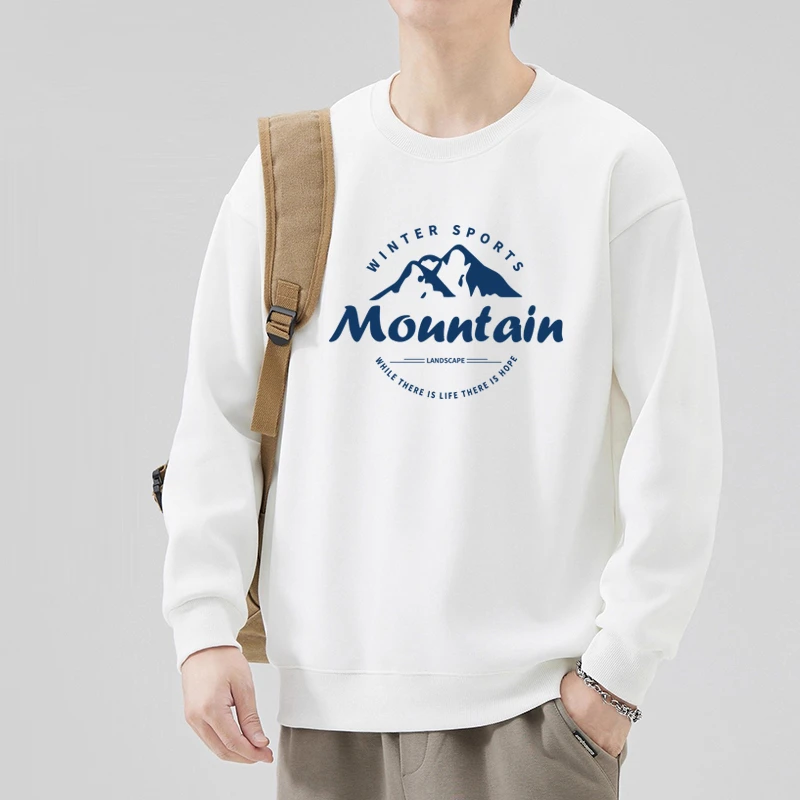 新款圆领长袖卫衣重磅男士2025秋冬季宽松舒适打底衫美式休闲上衣