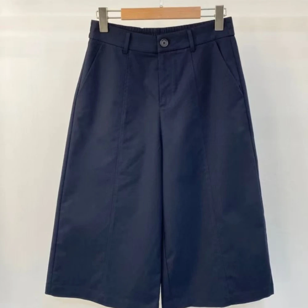 99832#欧货~简约纯色后松紧腰显瘦直筒阔腿七分裤