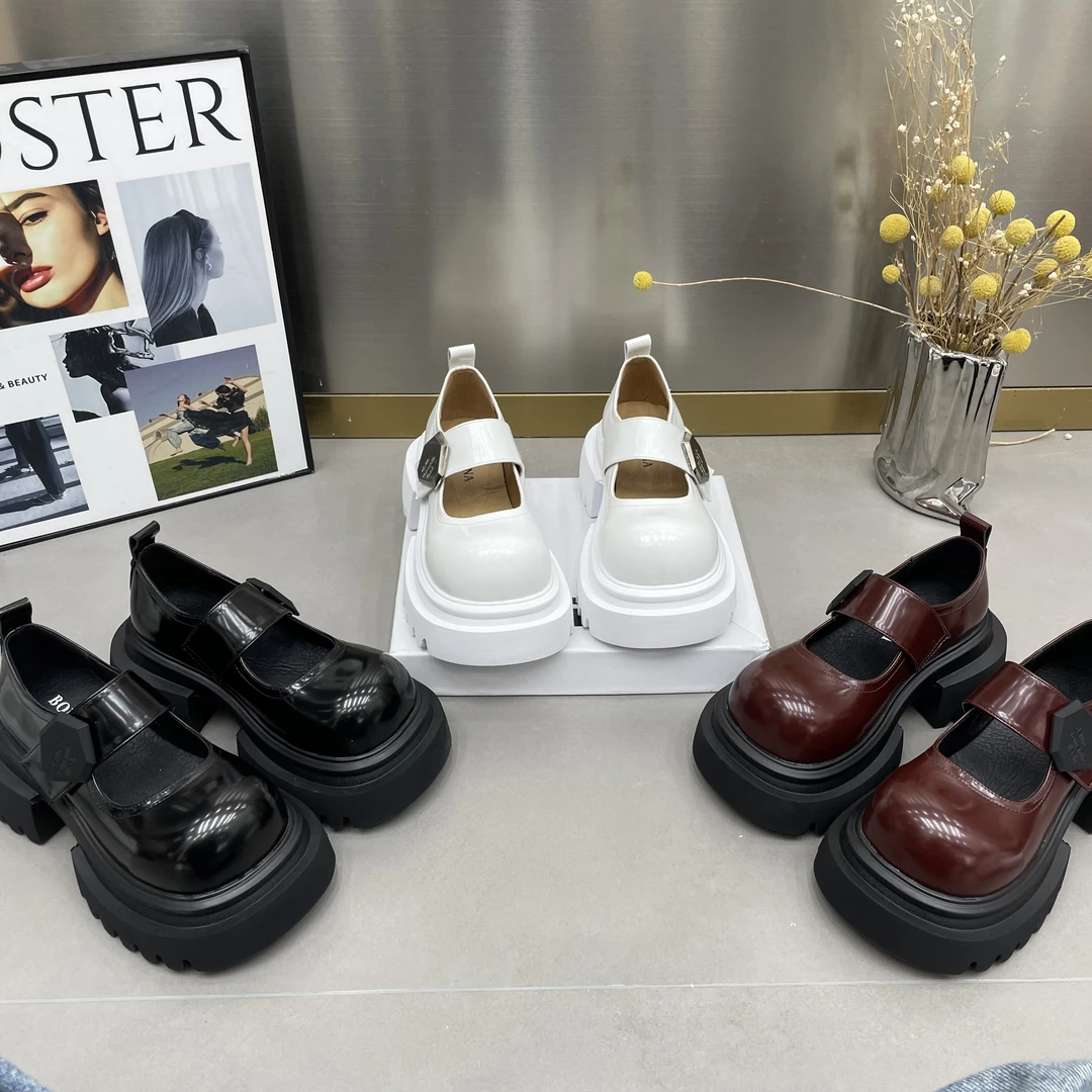 MSDD纯色7厘米乐福鞋女鞋英伦风秋季厚底舒适学院圆头红茶百搭