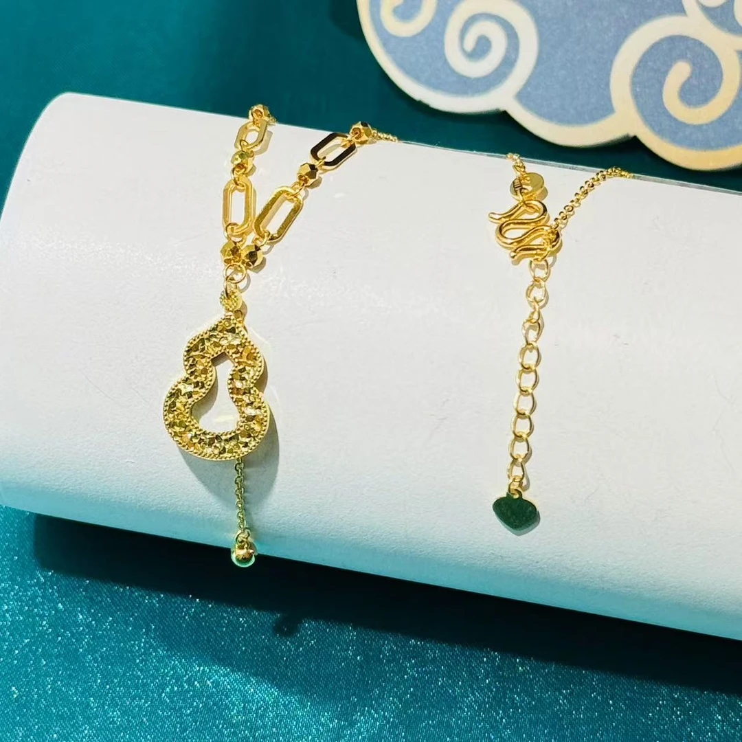 黄金足金999碎碎冰葫芦片流苏项链