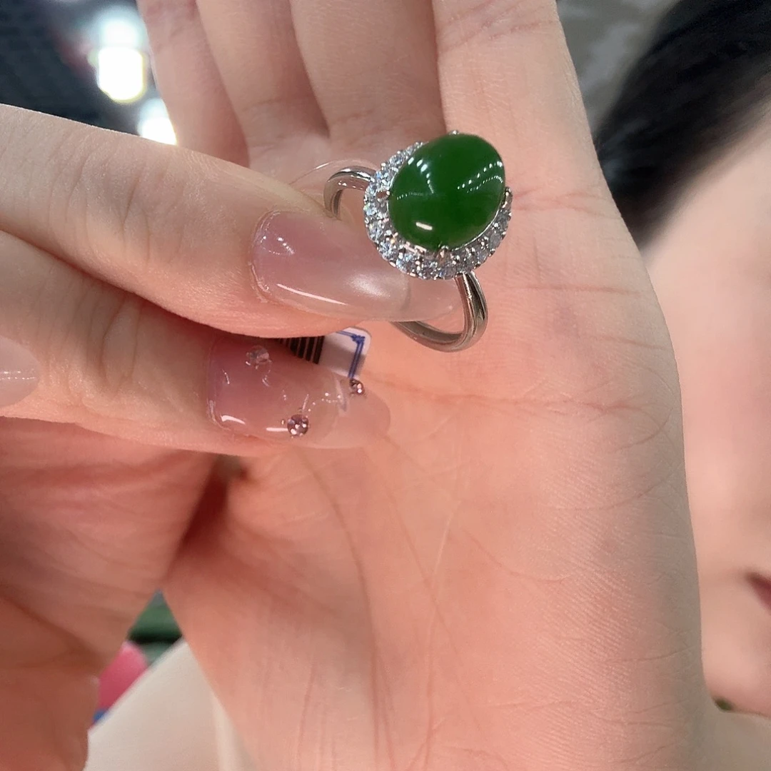 银S925镶嵌戒指和田玉