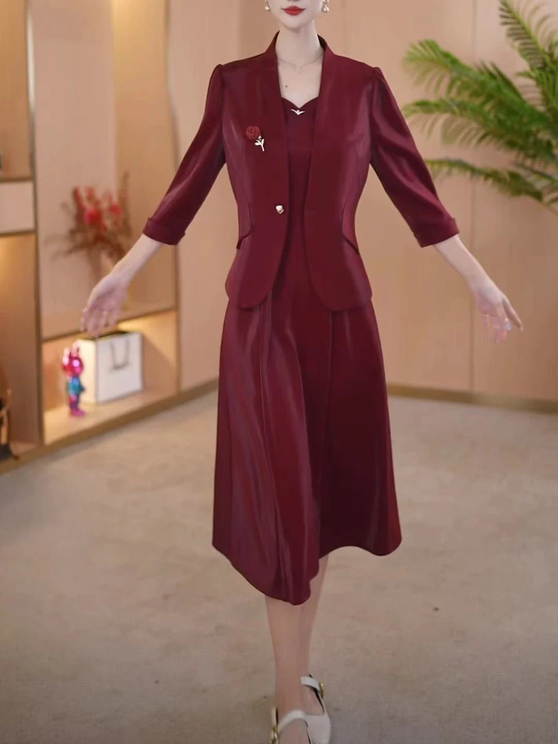 【外套+连衣裙】25132秋季时尚遮肚子显气质显瘦洋气两件套裙