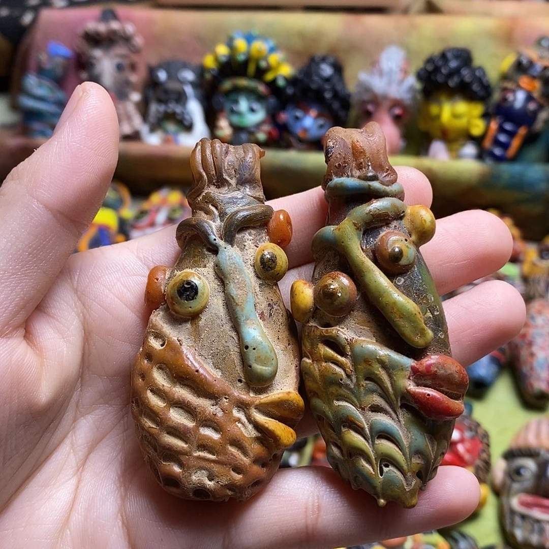 琉璃颈饰歪嘴老娃随机一个091