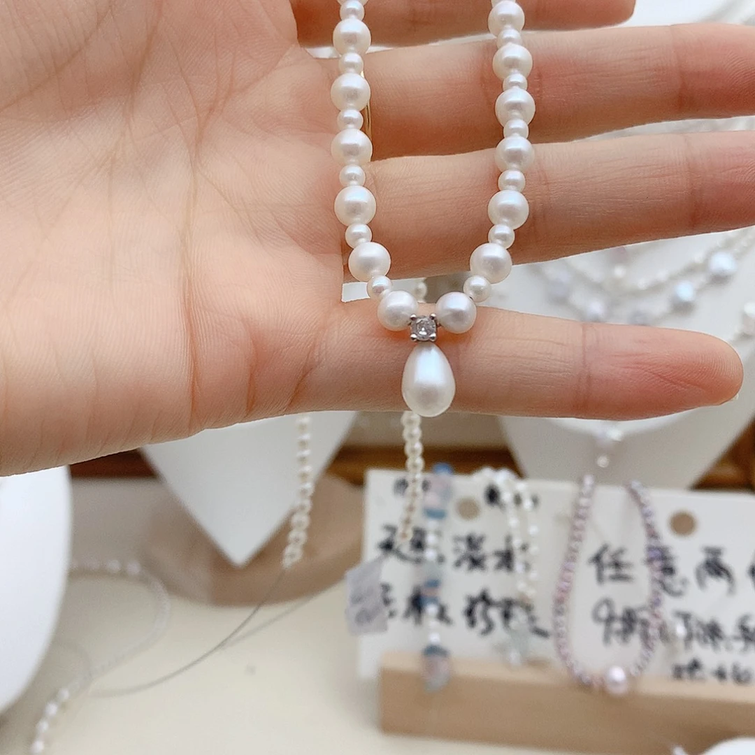 颈饰银S925镶嵌淡水珍珠