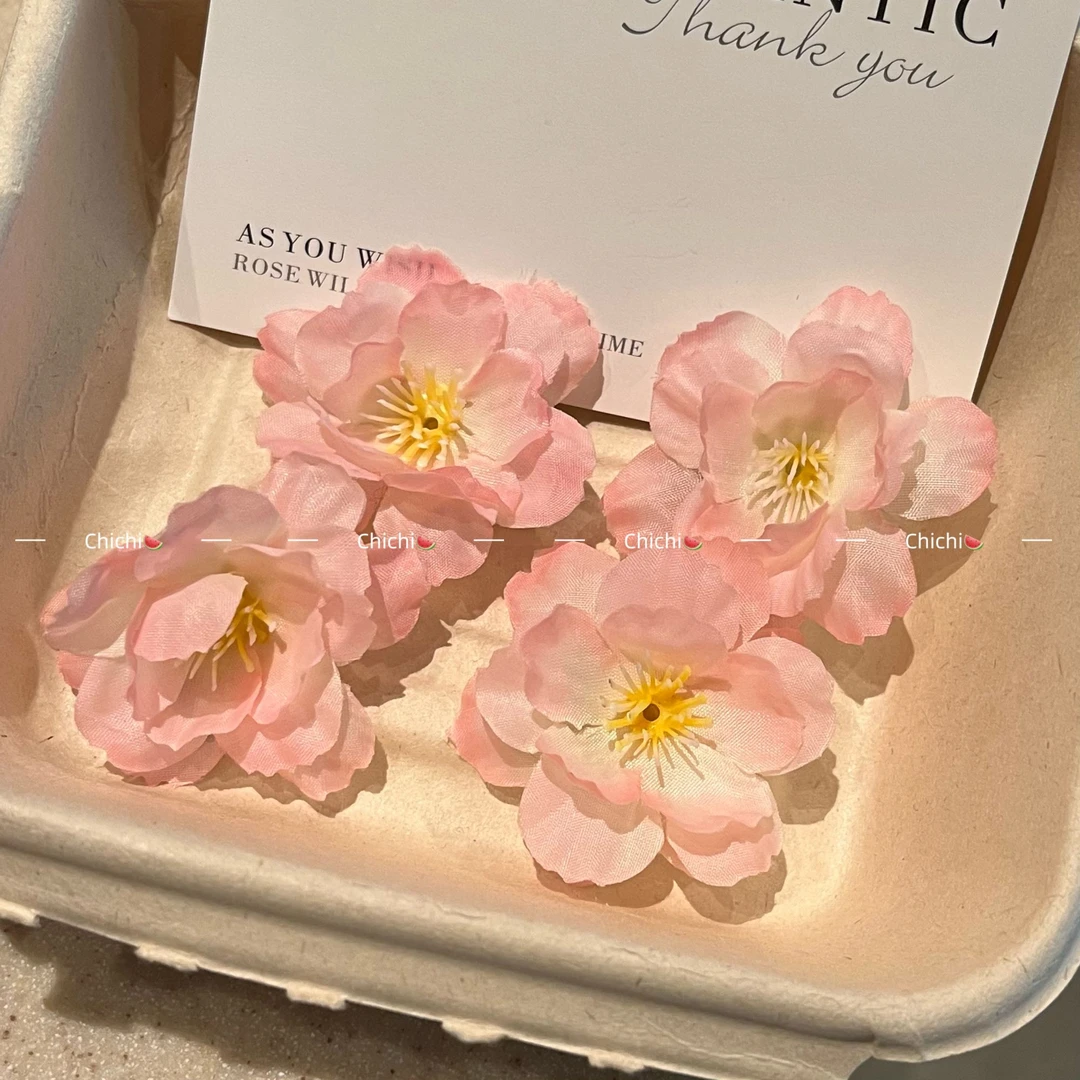 粉色樱花发夹女旅行拍照侧边夹子氛围感刘海发卡甜美仿真花朵头饰