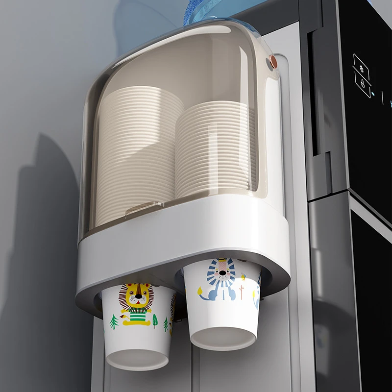 一次性杯子取杯器家用壁挂式纸杯取杯架防尘免打孔杯子收纳置物架