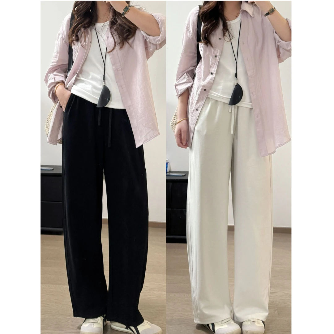 抗皱凉感女裤夏季新款小个子显瘦松紧腰休闲裤宽松百搭夏天穿搭