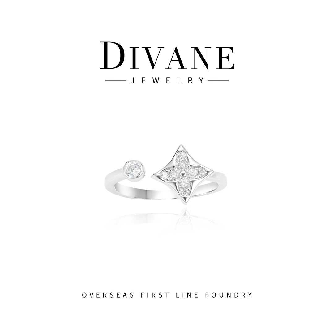 925银戒指 高定款mini开口四叶戒指 G0962