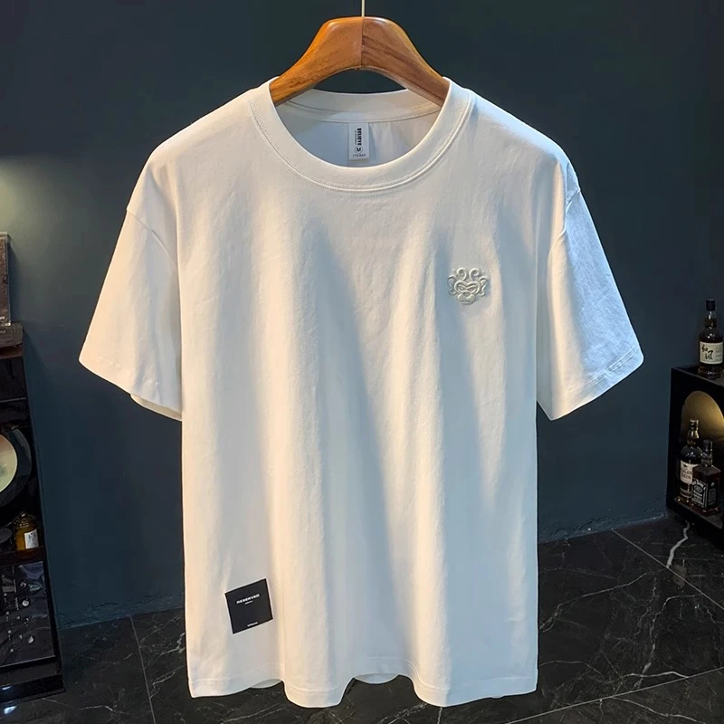 Cebrodz速干短袖t恤男2025新款夏季潮牌宽松白色圆领休闲半袖体恤