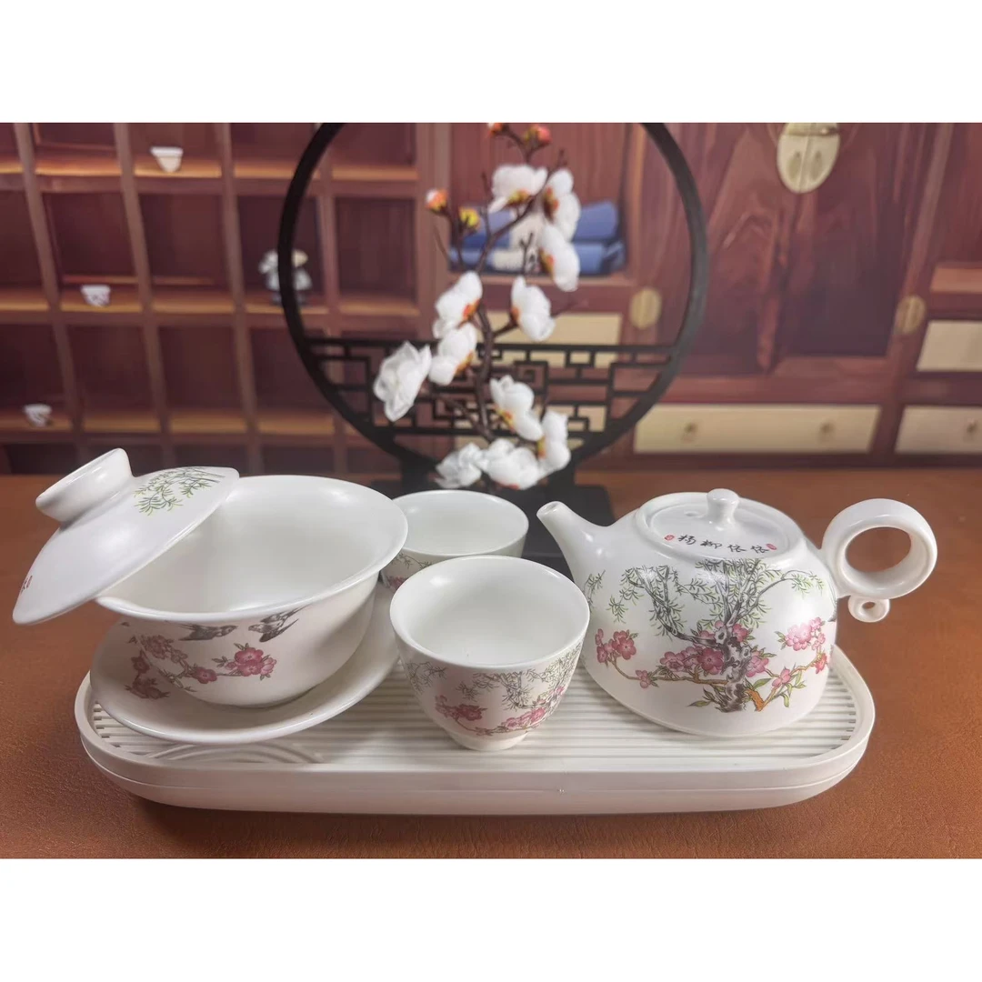 杨柳依依-家用中式德化白瓷茶具套组带茶盘2142高档陶瓷大容量