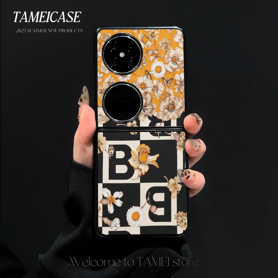 蝴蝶字母羊皮适用华为pocket2手机壳FINDN3FLIP折叠屏华为pockets