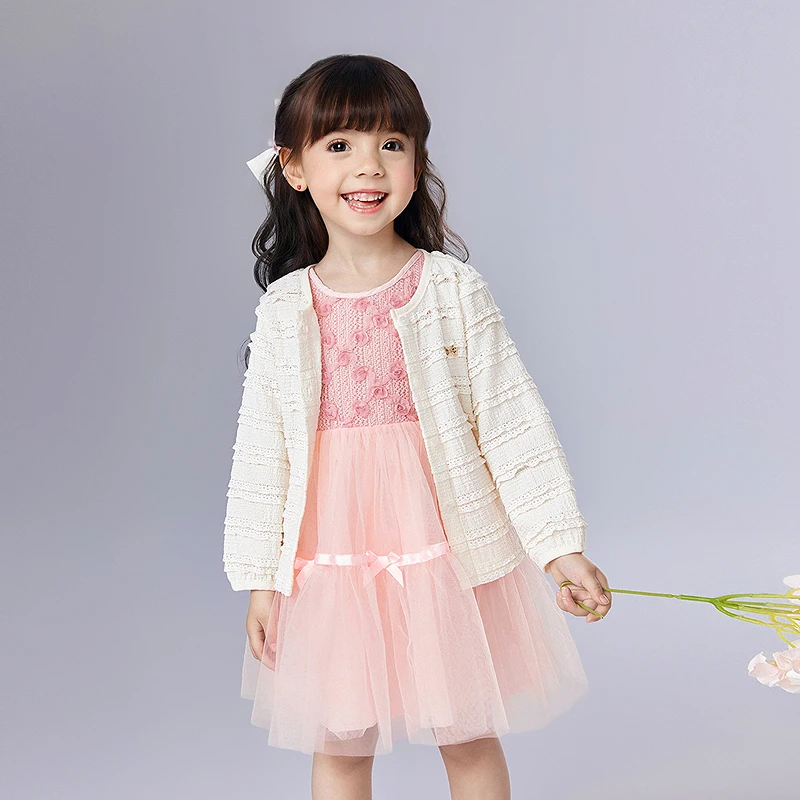 笛莎童装女童外套25夏季新款欧若风洋气小香风针织开衫-132522501