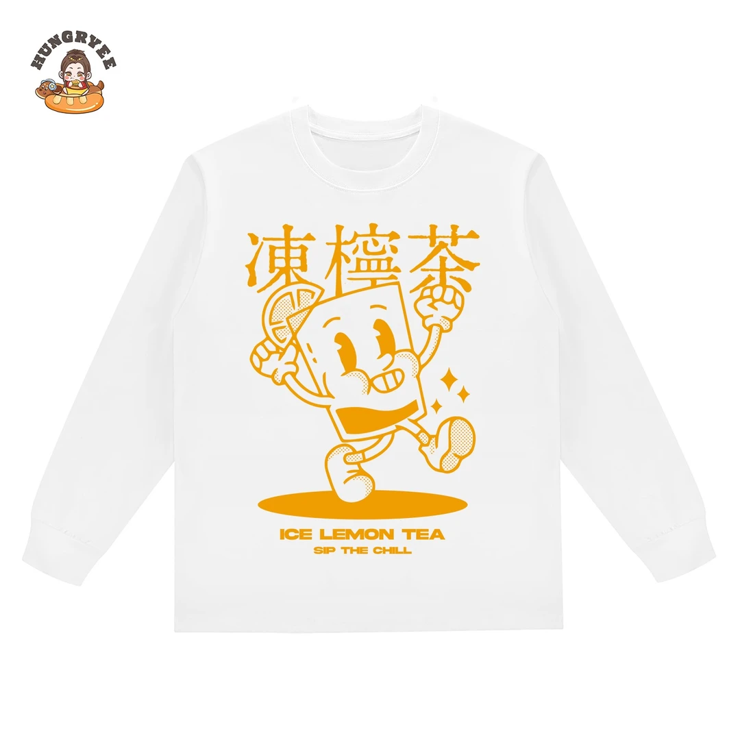 【粤韵风华系列】国潮港风冻柠茶卡通印花纯棉短袖宽松上衣创意T恤