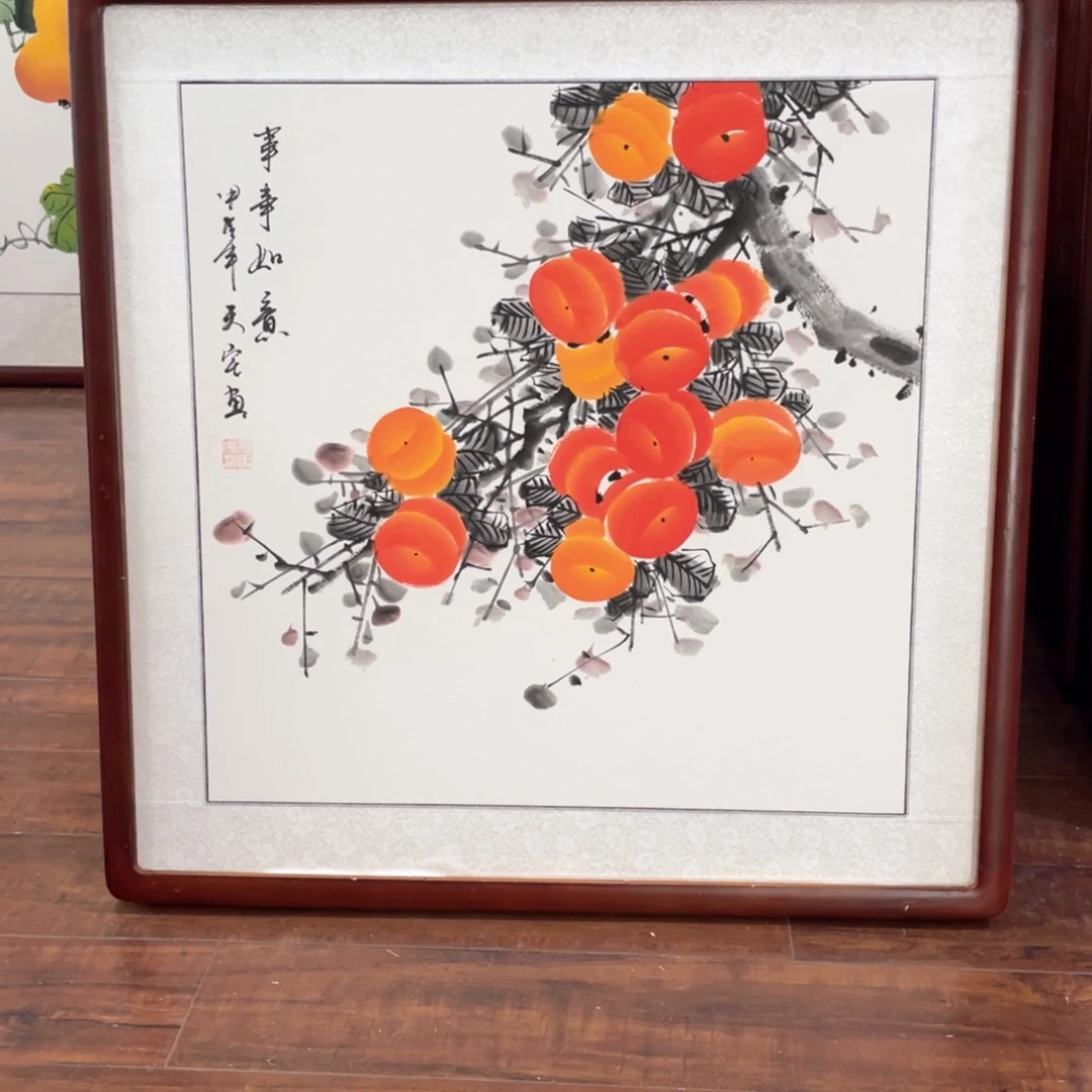 国画手绘带框尺寸63*63厘米