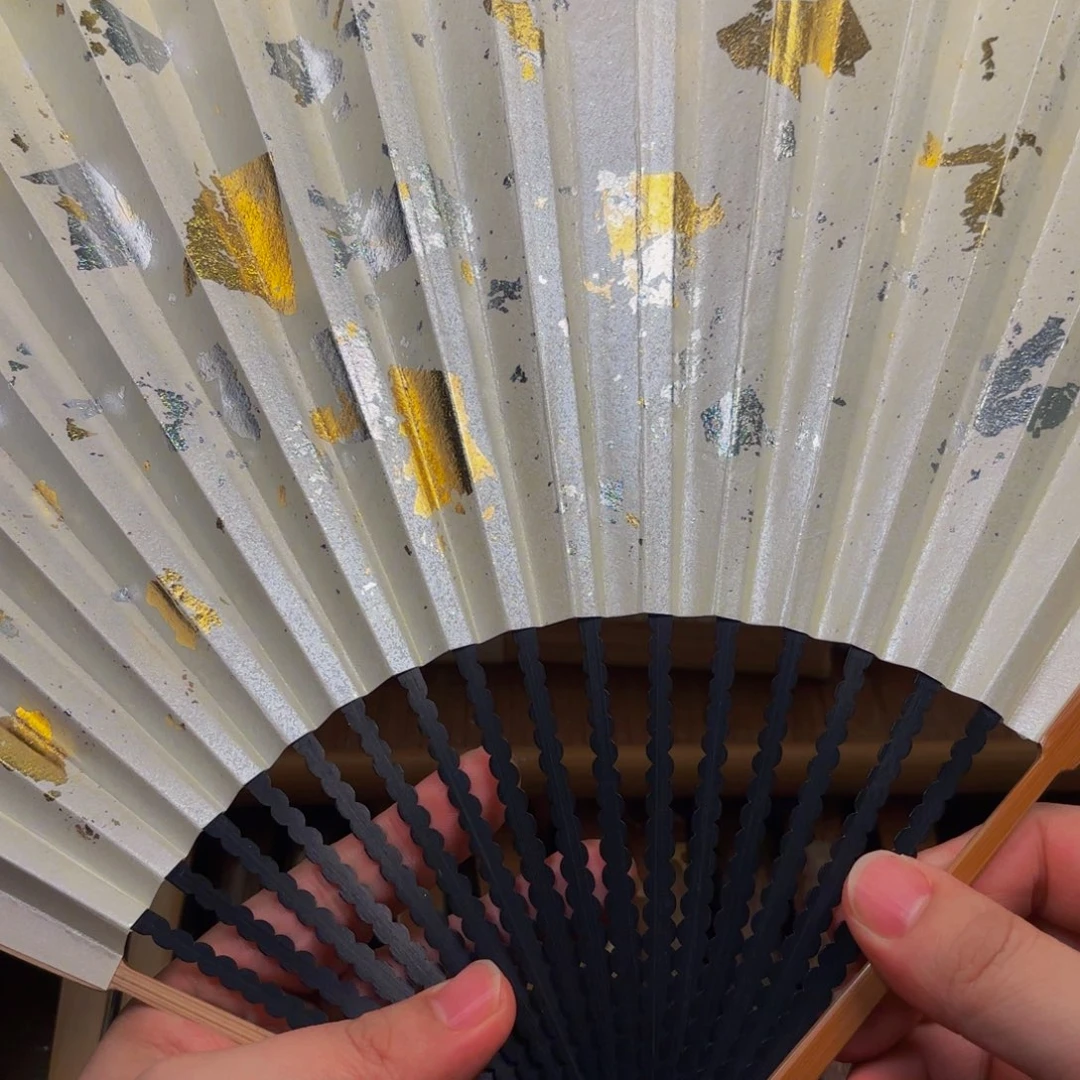 扇子白撒金龙鳞老川料158