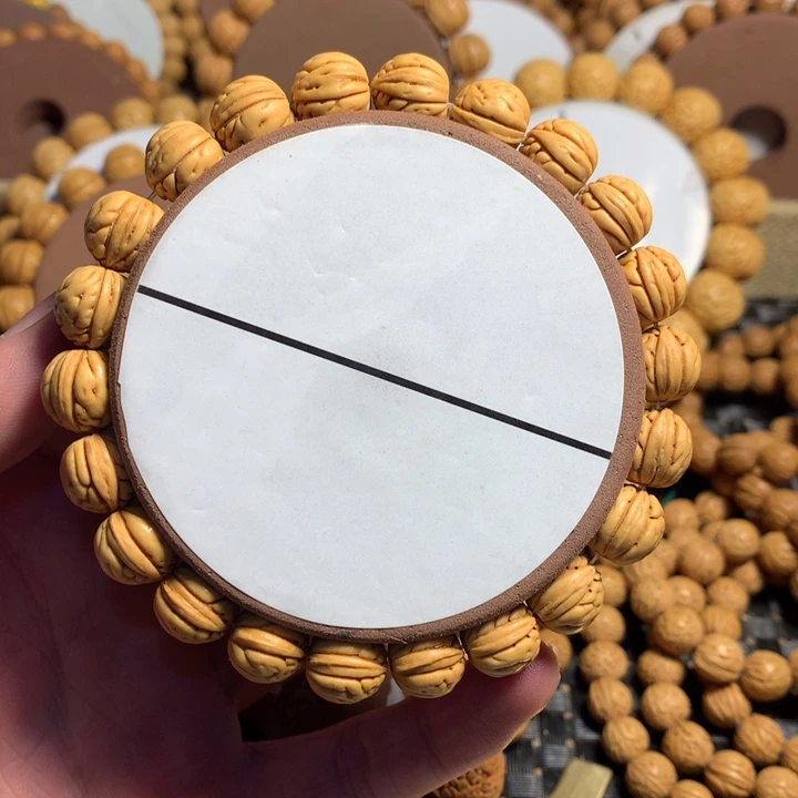 明****桃核手串14#肠纹黄桃奶豆