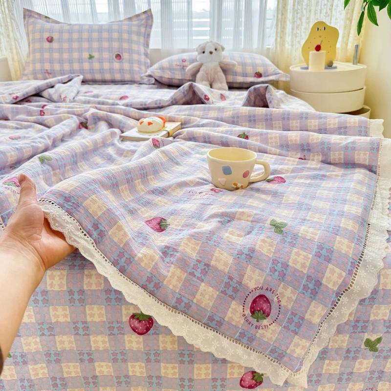 【床盖夏被四件套】花边款床边夏凉被空调被