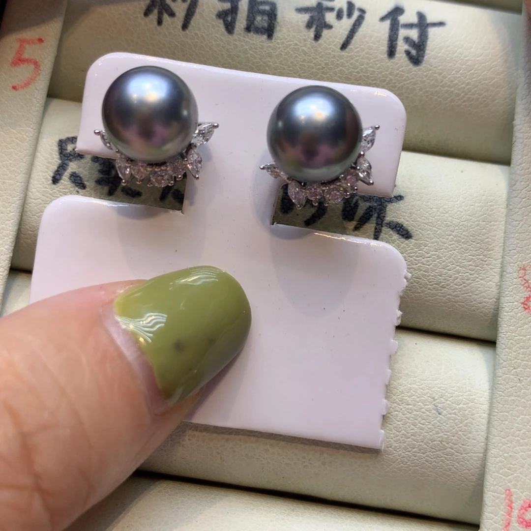 银S925镶嵌耳饰海水珍珠